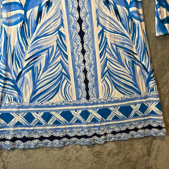Lilly Pulitzer Shift Dress‎ Blue Palm Print with Bell Sleeves Sz XS - Picture 7 of 7